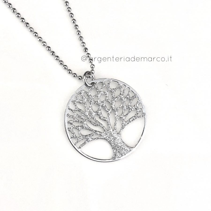 Flyow Collana Albero Di Natale – Argento 925, Zirconi Colorati, Ciondolo 3,9g, Catena 18+2 Pollici