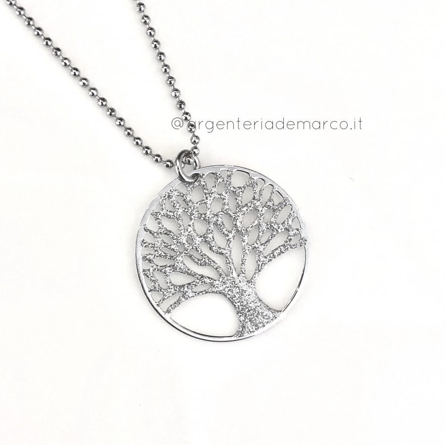 Flyow Collana Albero Di Natale – Argento 925, Zirconi Colorati, Ciondolo 3,9g, Catena 18+2 Pollici