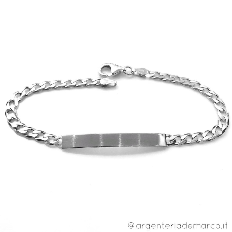 Bracciale Personalizzato Uomo Bracciale Argento 925 In Maglia Rolò - Foto 5