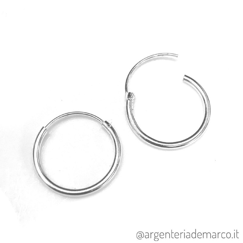 NKlaus Orecchini A Cerchio Argento 925 – 14mm Opachi Con Chiusura A Scatto, Gioielli Antigraffio Per Donne