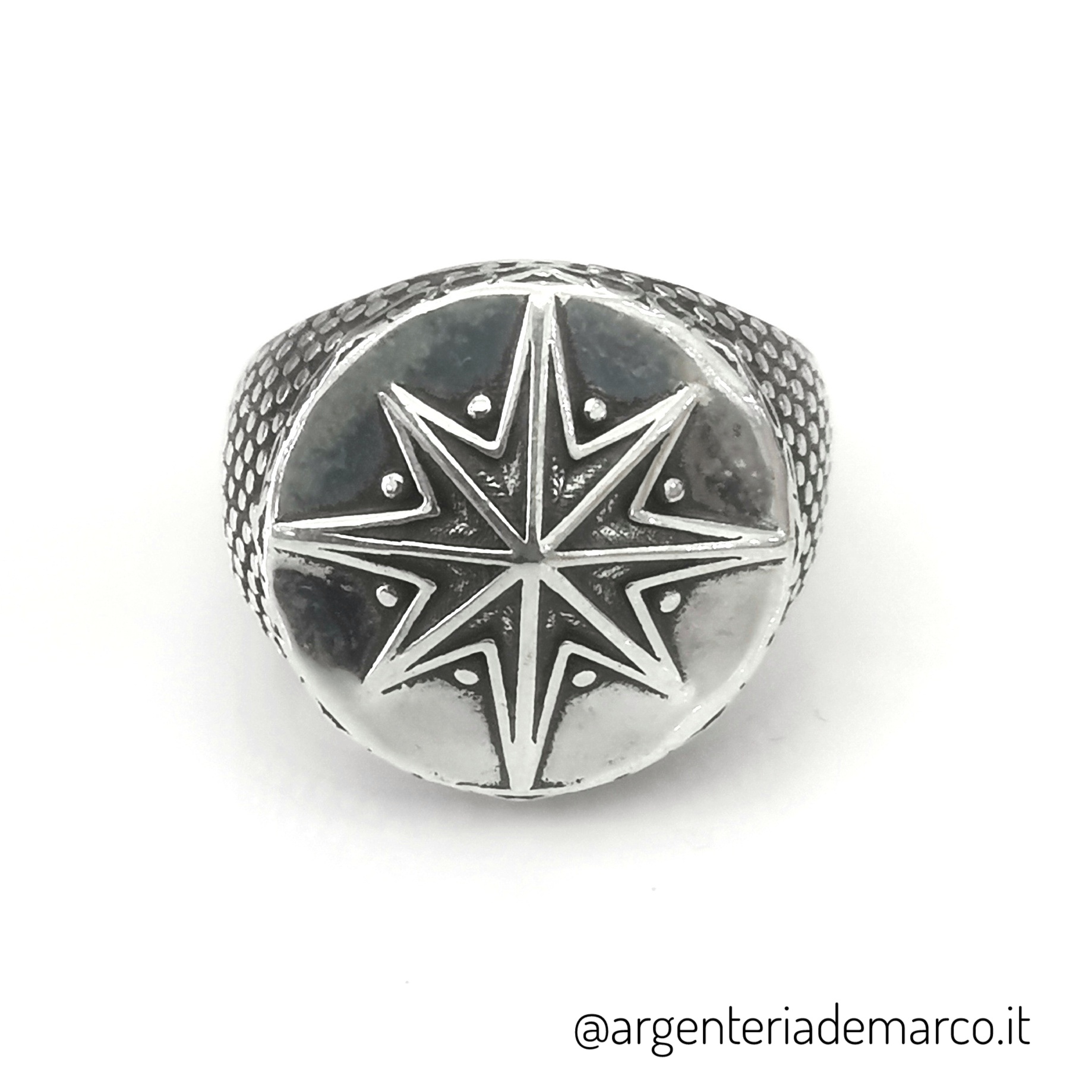 Bague Argent 925 Homme Motif Sceau - Crâne Pirate Bateau, Neuf Sans Boîte