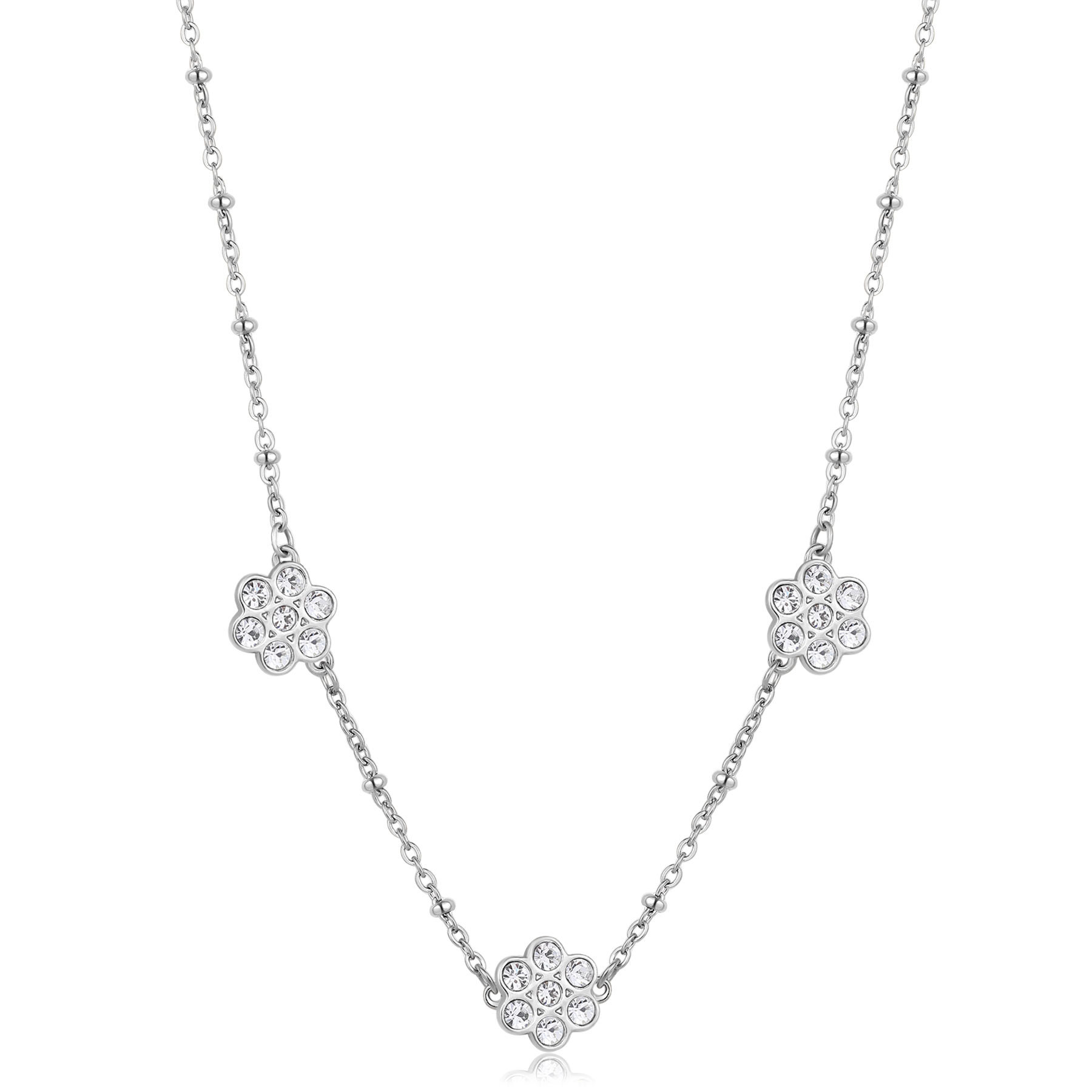 S'Agapõ Collana Girocollo Donna Acciaio 316L Con Cristalli E Cuori - Collezione Aurora, SAR38, Ipoallergenica, Made In Italy
